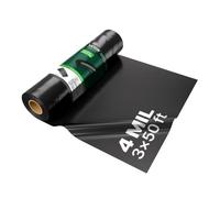 VEVOR Bâche en plastique très résistante, 0,1 mm épaisseur, rouleau de bâche en polyéthylène épais, 0,91 x 15,24 m, bâche protection peinture, pour pare-vapeur de vide sanitaire, multi-usages, noir