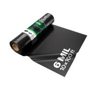 VEVOR Bâche en plastique très résistante, 0,15 mm épaisseur, rouleau de bâche en polyéthylène épais, 3,05 x 30,48 m, bâche protection peinture, pour pare-vapeur de vide sanitaire, multi-usages, noir