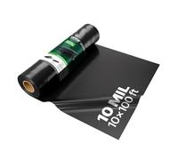 VEVOR Bâche en plastique très résistante, 0,2 mm épaisseur, rouleau de bâche en polyéthylène épais, 3,05 x 30,48 m, bâche de protection peinture, pour pare-vapeur de vide sanitaire, multi-usages, noir