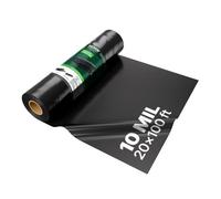 VEVOR Bâche en plastique très résistante, 0,25 mm épaisseur, rouleau de bâche en polyéthylène épais, 6,96 x 30,48 m, bâche protection peinture, pour pare-vapeur de vide sanitaire, multi-usages, noir