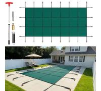 VEVOR Bâche Piscine Creusée 5,47x11,47 m PP Couverture Protection Piscine Rectangulaire contre Débris Neige Protège Piscine Maille Serrée Boulon Terre Laiton pour Piscines 4,87x11 m Maison Jardin Vert