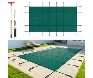 VEVOR Bâche Piscine Rectangulaire Hivernage 6,1 x 11,6 m, Bâche à Bulle Piscine Verte, Couverture Solaire Piscine Extérieur, Protection de Piscine et des Enfants