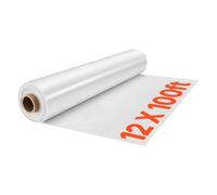 VEVOR Bâche Serre Polyéthylène 3,7x30,5 m Film en Plastique Transparent pour Jardins, Fermes, Agriculture, Plantes d'Extérieur, 0,152 mm, Couverture Résistante à Eau, Soleil, Gel, Vent, Poussière
