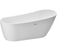 VEVOR Baignoire îlot moderne en acrylique 170 x 74 x 70 cm Capacité 215 L Design ovale avec trop-plein et vidange en nickel brossé, pour bain chaud, bain glacé, douche, spa dans la salle de bain Blanc