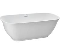 VEVOR Baignoire îlot moderne en acrylique 170 x 75 x 57 cm Capacité 240 L Design ovale avec trop-plein et vidage en chrome poli, pour bain chaud, bain glacé, douche, spa dans la salle de bain Blanc