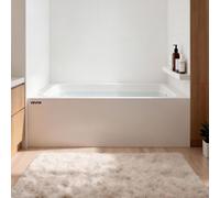 VEVOR Baignoire rectangulaire encastrée (1219 x 762 x 508 mm), baignoire moderne en acrylique à double paroi avec vidange et trop-plein à droite, rebord intégré, capacité de 110 litres, blanche