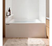 VEVOR Baignoire rectangulaire encastrée (1219 x 762 x 508 mm), baignoire moderne en acrylique à double paroi avec vidange et trop-plein à gauche, rebord intégré, capacité de 110 litres, blanche