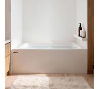 VEVOR Baignoire rectangulaire encastrée (1372 x 762 x 508 mm), baignoire moderne en acrylique à double paroi avec vidange et trop-plein à droite, rebord intégré, capacité de 120 litres, blanche