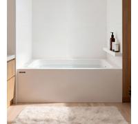 VEVOR Baignoire rectangulaire encastrée (1524 x 762 x 508 mm), baignoire moderne en acrylique à double paroi avec vidange et trop-plein à droite, rebord intégré, capacité de 130 litres, blanche