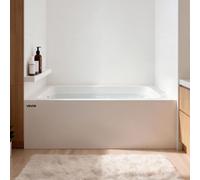 VEVOR Baignoire rectangulaire encastrée (1524 x 762 x 508 mm), baignoire moderne en acrylique à double paroi avec vidange et trop-plein à gauche, rebord intégré, capacité de 130 litres, blanche