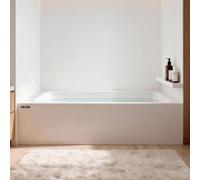 VEVOR Baignoire rectangulaire encastrée (1826 x 813 x 508 mm), baignoire moderne en acrylique à double paroi avec vidange et trop-plein à droite, rebord intégré, capacité de 220 L, blanche