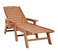 VEVOR Bain de Soleil, Capacité de Charge 181 kg, Chaise Longue Jardin PEHD, avec Dossier Réglable sur 6 Positions, Accoudoir, Porte-gobelet, pour Extérieur, Piscine, Terrasse, Patio, Pelouse, Marron