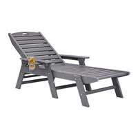 VEVOR Bain de soleil Chaise longue jardin PEHD Dossier 6 positions Capacité 181 kg Gris