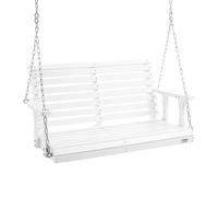 VEVOR Balançoire de porche en bois, 1240x710x600 mm, banc de terrasse pour cour et jardin, forte capacité de charge 400 kg, banc de balançoire robuste avec chaîne de suspension pour extérieur, blanc