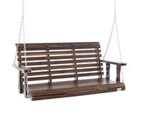 VEVOR Balançoire de Porche en Bois, 1370x710x600 mm, Banc de terrasse pour Cour Jardin, Forte capacité de Charge 400 kg, Banc de balançoire avec chaîne de Suspension pour extérieur, Marron carbonisé