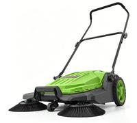 VEVOR Balayeuse Manuelle à Pousser Balayeuse Mécanique Balayage 650mm Vert, avec Bac à Déchets de 18,9 L, Poignée Pliable Réglable, pour Jardins, Allées, Terrasses et Garages, Non Électrique