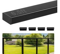 VEVOR Balcon Garde-corps en inox, main courante rectangulaire pour ponts d'escalier en haut pour marches extérieures/intérieures avec embout, revêtement noir mat, set de garde-corps à câbles, 50x25x19