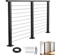 VEVOR Kit Garde-corps à Câble 198 cm, Rampe de Balcon en Acier Inoxydable Noir Mat, Garde-corps à Poteaux 89 cm de Hauteur, Espacement des Câbles 8 cm, Protection pour Intérieur, Extérieur, Terrasse