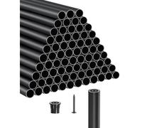 VEVOR Balustres d'Escalier, Lot de 101, Barreaux de Sécurité Garde-corps Aluminium 19x813 mm, Tige Ronde Creuse Métal, Embouts de Rail et Vis, Barres Rampe pour Escaliers, Porche, Patio, Clôture, Noir