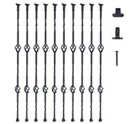 VEVOR Balustres en métal pour escalier 1122 mm barres rampe décoratives en acier galvanisé, lot de 10 barreaux de sécurité style doubles paniers avec chaussures et vis pour rampe d'escalier colimaçon