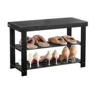 VEVOR Banc à chaussures de 703 x 288 x 451 mm, banc d'entrée supporte jusqu'à 129,7 kg, rangement à chaussures polyvalent à 3 niveaux, meuble pour porte d'entrée, couloir, salon, chambre, noir