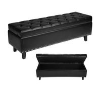 VEVOR Banc Coffre Capitonné 130,5 cm, Bout de Lit en Cuir PU avec Rangement et Pieds en Bois, Banquette Moderne, Repose-pieds pour Chambre à Coucher, Entrée, Salon, Salle à Manger, Couloir, Noir