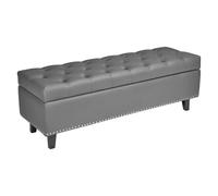 VEVOR Banc Coffre en Cuir PU 130,5 cm, Bout de Lit avec Rangement et Pieds en Bois, Banquette Capitonnée, Meuble Repose-pieds pour Chambre à Coucher, Entrée, Salon, Salle à Manger, Couloir, Gris