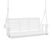 VEVOR Balançoire de porche en bois, 1702x710x600 mm, banc de terrasse pour cour et jardin, forte capacité de charge 400 kg, banc de balançoire robuste avec chaîne de suspension pour extérieur, blanc