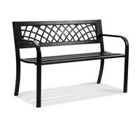 VEVOR Banc de Jardin 116,3 cm, Banquette d'Extérieur en Métal, avec Capacité de Charge 218 kg, avec Dossier et Accoudoirs, Assemblage Facile, Mobilier pour Patio Terrasse, Parc, cour, Porche d'Entrée