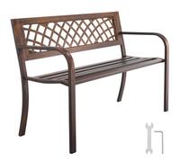 VEVOR Banc de jardin, 116 cm, banquette d'extérieur en acier carbone avec dossier en maille PVC et accoudoirs à bords arrondis, banc résistant aux intempéries pour terrasse, parc, bronze antique