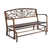 VEVOR Banc de jardin, 127 cm, banquette d'extérieur en acier carbone avec dossier en fonte et accoudoirs à bords arrondis, banc extérieur résistant aux intempéries pour terrasse, parc, bronze antique