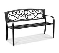 VEVOR Banc de Jardin 127 cm, Banquette d'Extérieur en Métal, avec Capacité de Charge 250 kg, avec Dossier et Accoudoirs, Assemblage Facile, Mobilier pour Patio Terrasse, Parc, cour, Porche d'Entrée