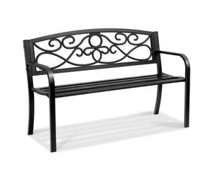 VEVOR Banc de Jardin 127 cm, Banquette d'Extérieur en Métal, avec Capacité de Charge 250 kg, avec Dossier et Accoudoirs, Assemblage Facile, Mobilier pour Patio Terrasse, Parc, cour, Porche d'Entrée