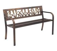 VEVOR Banc de jardin, 127 cm, banquette extérieur en acier carbone avec dossier en PVC à motif floral et accoudoirs à bords arrondis, banc résistant aux intempéries pour terrasse, parc, bronze antique