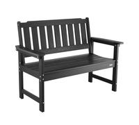 VEVOR Banc de jardin, 128 cm, banquette d'extérieur en plastique avec capacité de charge de 363 kg, résistant aux intempéries avec dossier et accoudoirs larges, pour terrasse, parc, cour, porche, noir
