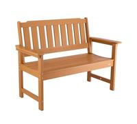 VEVOR Banc de jardin 128 cm, banquette d'extérieur en plastique, capacité de charge 363 kg, résistant aux intempéries avec dossier et accoudoirs larges, pour terrasse, parc, cour, couleur bois naturel