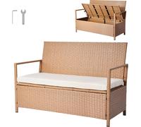 VEVOR Banc de jardin avec espace de rangement, coffre en rotin PE pour 2 personnes, banc coffre avec coussin, banc jusqu'à 120 kg, siège de jardin etReproduction de véranda pour terrasse, jardin, balc