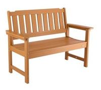 VEVOR Banc de jardin 128 cm, banquette d'extérieur en plastique, capacité de charge 363 kg, résistant aux intempéries avec dossier et accoudoirs larges, pour terrasse, parc, cour, couleur bois naturel