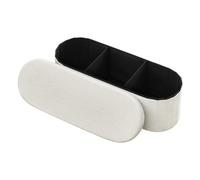 VEVOR Banc de rangement ovale, coffre de rangement rembourré pliable en polaire Teddy, banquette rabattable, charge de 299,37 kg, pouf de bout de lit, pour salon, chambre à coucher, entrée, beige