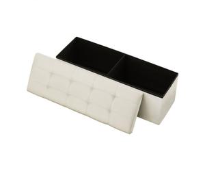 VEVOR Banc de rangement pliable en lin, coffre de rangement rembourré avec poches latérales, banquette rabattable charge de 299,37 kg, pouf de bout de lit, pour salon, chambre à coucher, entrée, beige