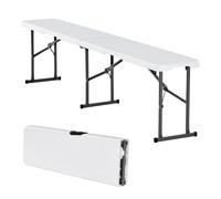 VEVOR Banc pliant en plastique, 1820 mm, banc d'extérieur pliable portable, lisse en PEHD imperméable, siège de pique-nique, de salle à manger avec poignée de transport, pour jardin, blanc (1 paquet)