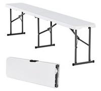 VEVOR Banc pliant en plastique, 1820 mm, banc d'extérieur pliable portable, lisse en PEHD imperméable, siège de pique-nique, de salle à manger avec poignée de transport, pour jardin, blanc (1 paquet)