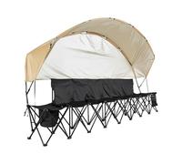 VEVOR Banc Pliant Portable Banc de Camping à 6 Places Avec Pare-Soleil Pour Football Noir Noir et Marron