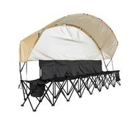 VEVOR Banc Pliant Portable Banc de Camping à 6 Places Avec Pare-Soleil Pour Football Noir Noir et Marron
