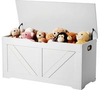 VEVOR Banc de rangement pour enfants, 990 x 395 x 480 mm, coffre à jouets en bois, avec charnière de sécurité, grande boîte de rangement pour tout-petits, pour salle de jeux, salon ou entrée, blanc