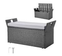 VEVOR Banc Rangement Extérieur Coffre Jardin Rotin PE Siège avec Coussin 151 L
