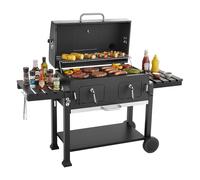 VEVOR Barbecue à Charbon sur Roulettes, Gril à Charbon de Bois avec Zone de Cuisson de 0,5 m², pour Camping Pique-nique BBQ Terrasse Jardin Fête en Plein air, avec Tablettes Latérales Pliables