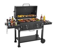 VEVOR Barbecue à Charbon sur Roulettes, Gril à Charbon de Bois avec Zone de Cuisson de 0,5 m², pour Camping Pique-nique BBQ Terrasse Jardin Fête en Plein air, avec Tablettes Latérales Pliables