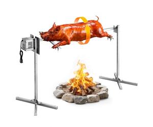 VEVOR Barbecue Rôtissoire Capacité de Charge de 40 kg, Kit de Tournebroche Électrique à 8 Niveaux de Hauteur, Moteur Automatique 38 W, Fourchette en Acier Inoxydable, pour Agneau Porcelet, Fête