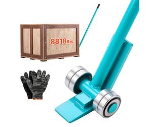 VEVOR Barre de Levier à Roulettes 4000 kg Barre Lève Meuble sur Roues 152,4 cm pour Manutention de Palettes de Grande Taille, Charges Lourdes, Blocs de Béton, Équipements, avec Poignée Acier Carbone